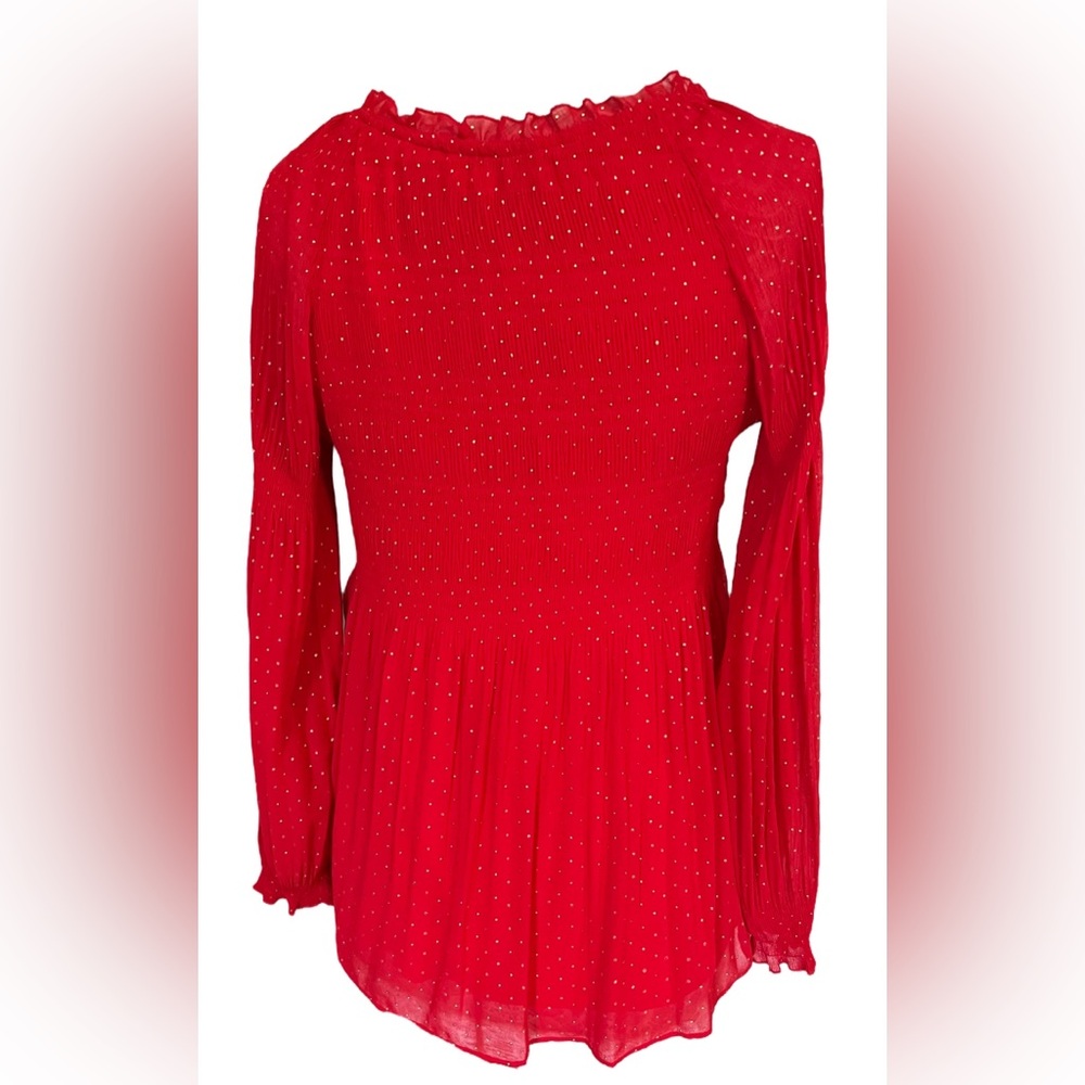 Valerie Stevens On/Off Shoulder Tunic/Mini Dress Red w/Gold Studs